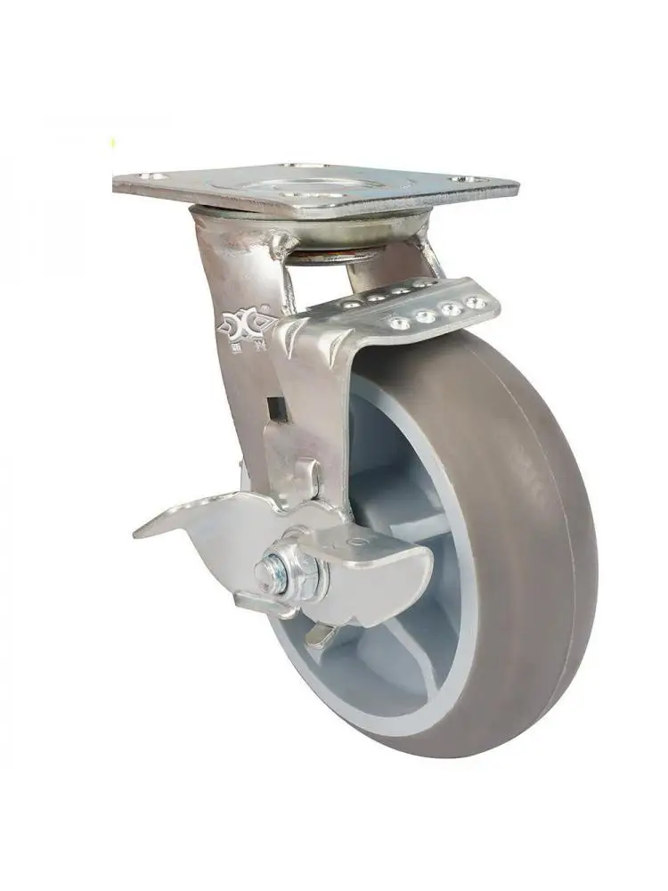 

1 Pc Heavy-duty 6-inch Tpr Driving Wheel With Brake Universal Silent Workshop Equipment