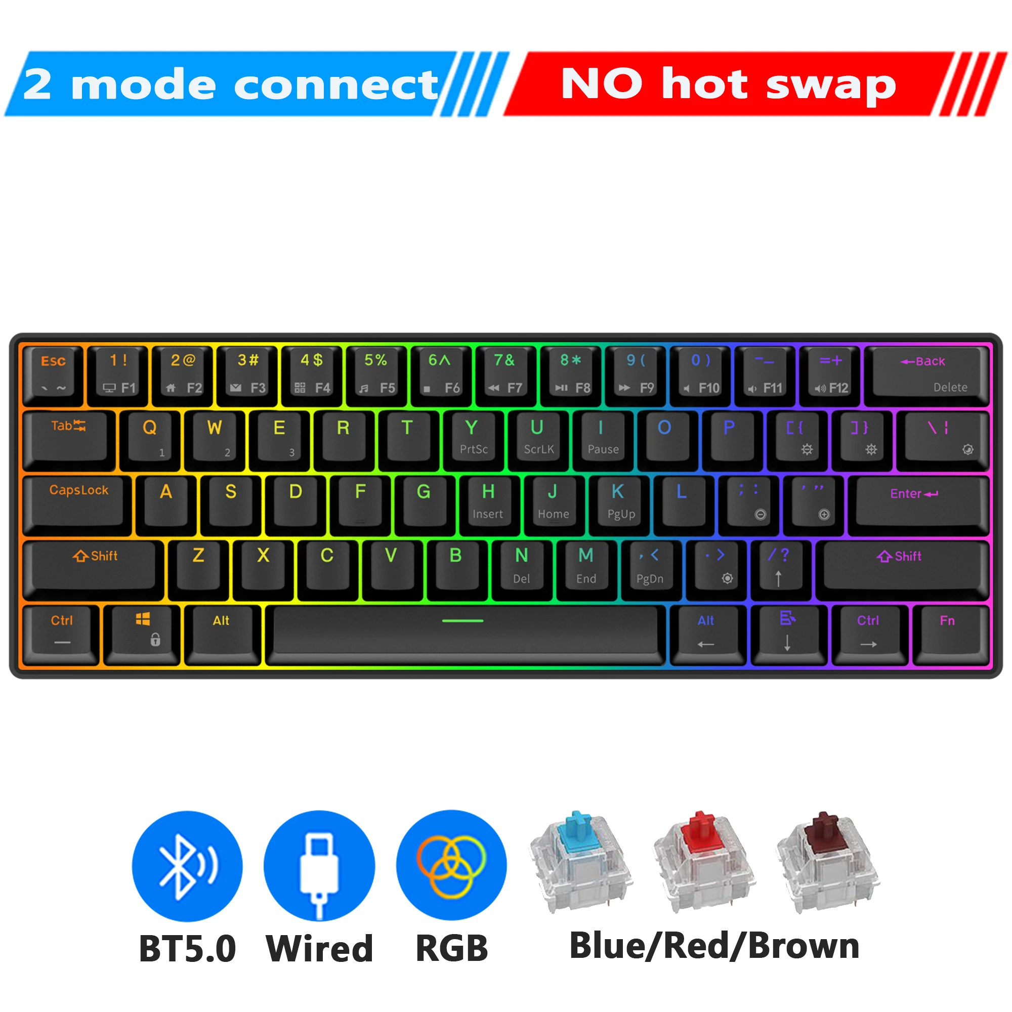 keyboards computer RK61 Royal Kludge Wireless Mechanical Keyboard Tri-Mode Bluetooth 5.0/2.4G/USB-C RGB Backlit 61 Key Hot-Swappable Gamer Keyboard pink computer keyboard Keyboards