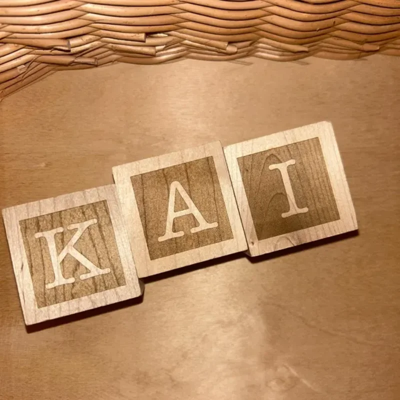 A-Z Personalized Wood Name Blocks 1pc Custom Alphabet Baby Letters Natural Nursery Decor & Customizable Gift