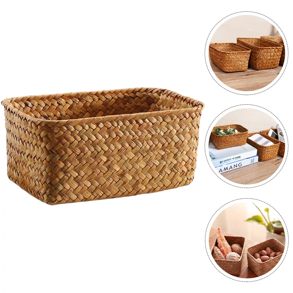 

Wicker Shelf Baskets Bin Rectangular Hand Woven Wicker Bin Storage Box Small Rustic Home Storage Organizer Container Toilet