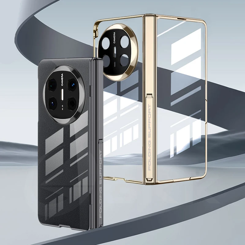 Magnetic Hinge Stand Clear Case for Huawei Mate X6 X5 Outer Screen Glass Luxury