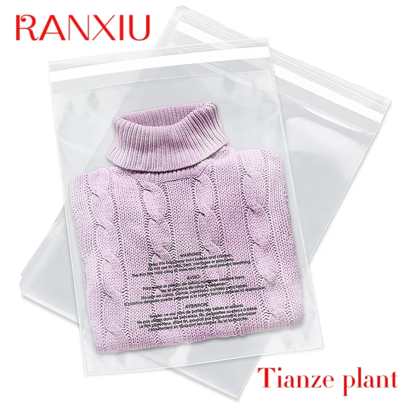 Custom Custom Apparel Plastic Bags Clear Self Adhesive Seal Eco Friendly Shoes Clothing Packaging Bag