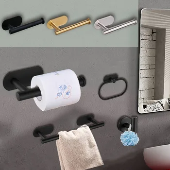 골든 접착식 화장실 롤 종이 홀더 정리함, 벽걸이 보관 스탠드, 주방 욕실 티슈 타월 디스펜서, 스테인레스