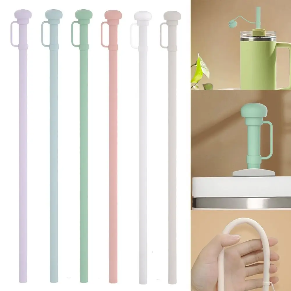 Reusable Large Diameter Silicone Straw with Cover for Water Bottles and Tumblers