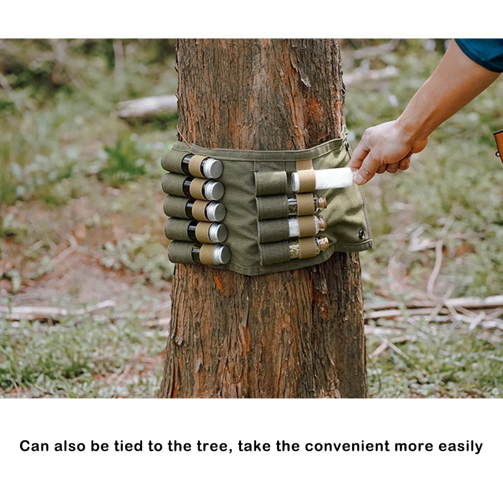 Camping Storage Bag Camping Seasoning Bottles Storage Bag Pouch Multifunctional Folding Large Capacity Picnic Travel Hiking Holder Sand