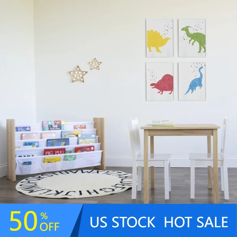 

Journey Big Kids Wood Table and 2 Chair Set, Natural Wood/White