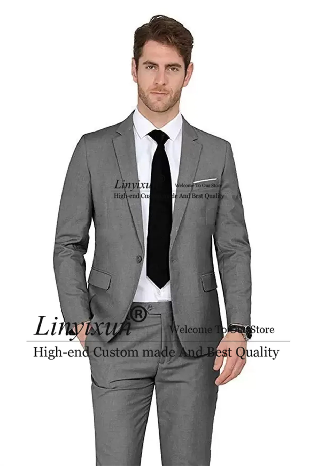 

Formal Grey Mens Wedding Suits Notch Lapel Groom Tuxedo 2 Pieces Sets Business Male Blazers Terno Masculino Jacket Vest Pants