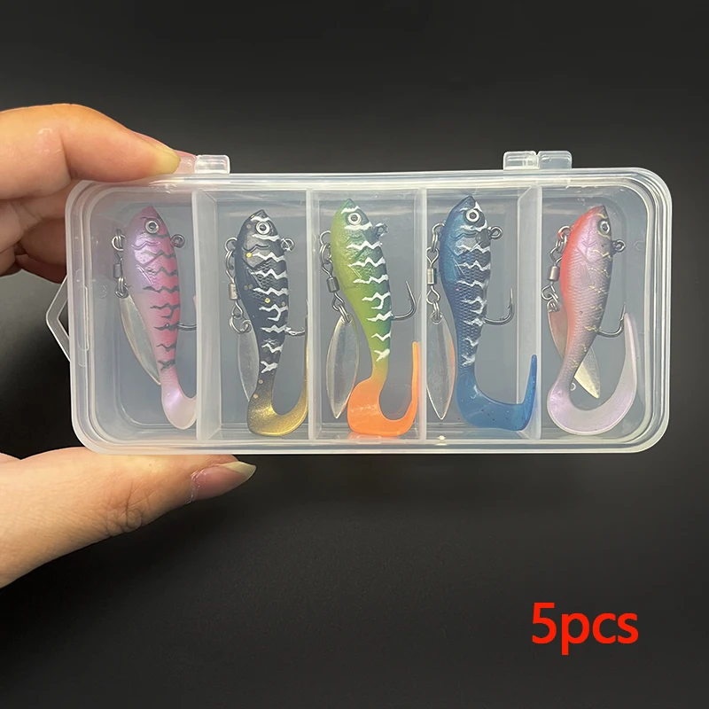 5-teiliges weiches Angelköder-Set, weicher Swimbait für Barsche, 80 mm Angeln, Premium-Angelköder für Süßwasser, Salzwasser, Pesca – Detail 4
