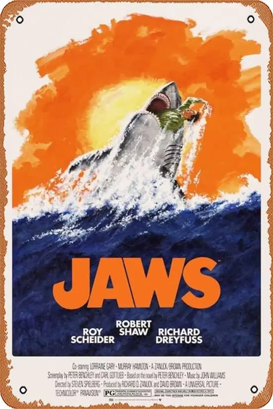 

Фильм "Челюсти" плакат, металлические жестяные знаки, винтажное настенное искусство, лучший подарок, 12x8 дюймов, для ванной, ретро-арт, металлический знак, декор для стен кофе и бара
