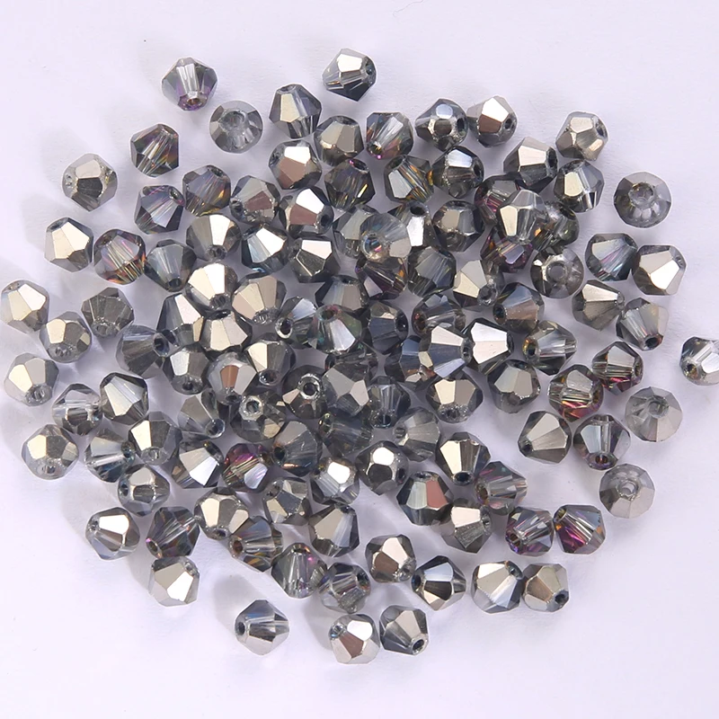 100Pcs 4MM Faceted Crystal Glass Bicone Beads for Jewelry Making and DIY Crafts