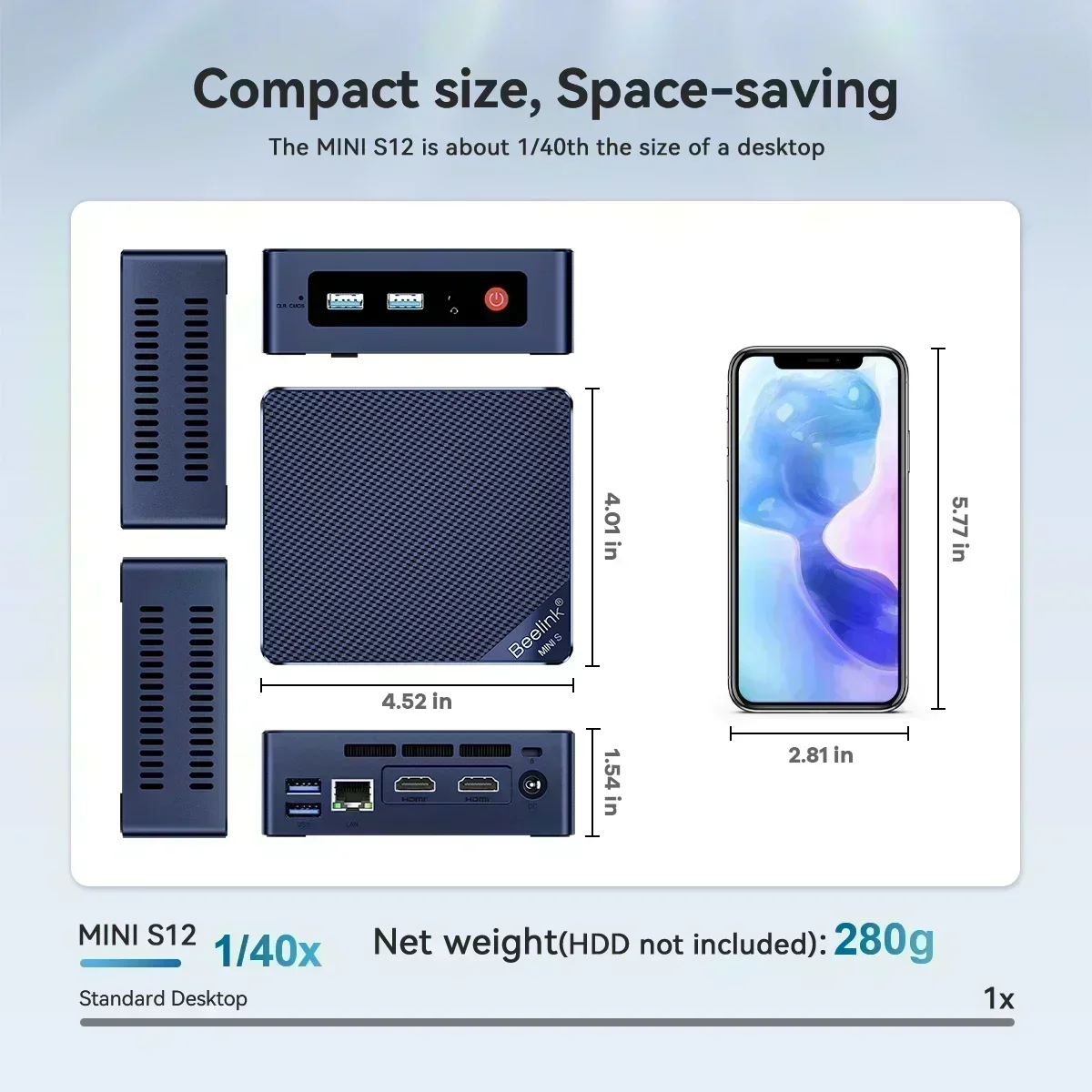 Beelink ̴ S  N5095 Beelink S12 12  N95 N100 ̴ PC ̸,  11 DDR4 8GB 256GB SSD