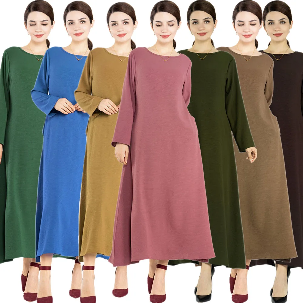 

Plain Women Muslim Modest Casual Abaya Long Maxi Dress Dubai Saudi Arabic Kaftan Islam Gown Turkey Eid Ramadan Jalabiya Vestido