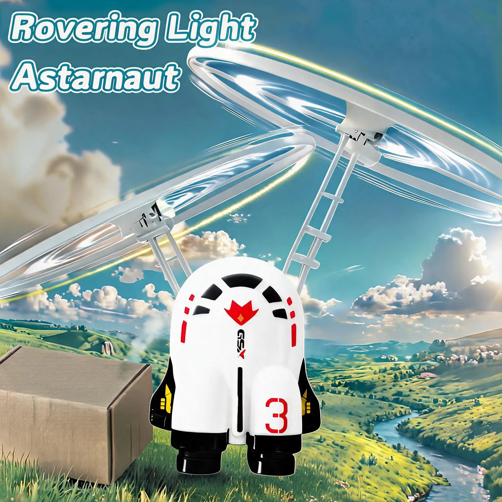 Drone OVNI Robot Volant avec détection gestuelle, hélicoptère astronaute télécommandé pour enfants flottant dans les airs.