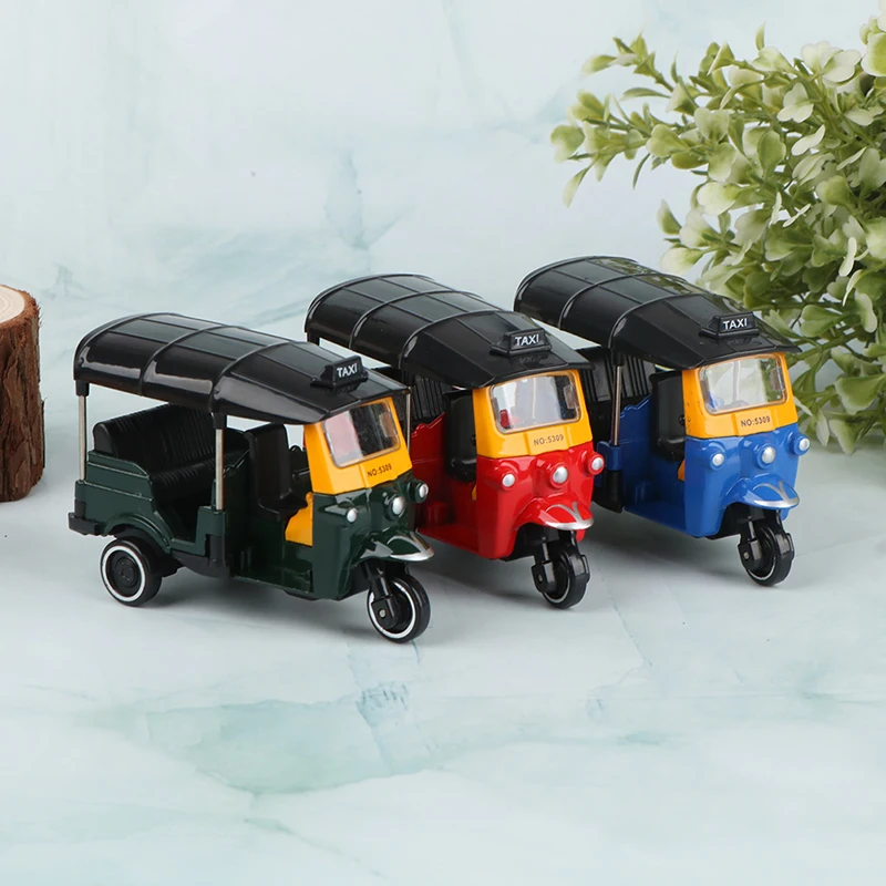 Alloy Tricycle Retro Simulation Model Three Wheeled Motorcycle Toy Diecast Hot Sale Autorickshaw Car Model Figure Toys For Kids - 5