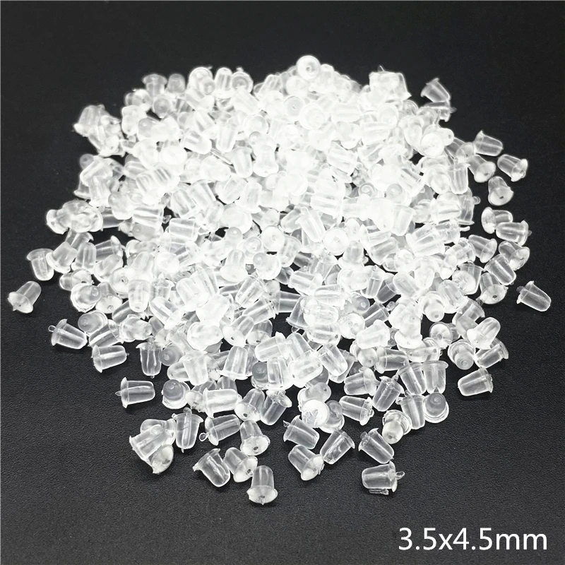 ZHUKOU 200pcs/lot Clear Soft Silicone Rubber Earring Backs Safety Rubber  Stopper Jewelry Accessories DIY Ear Plugging model:VE86