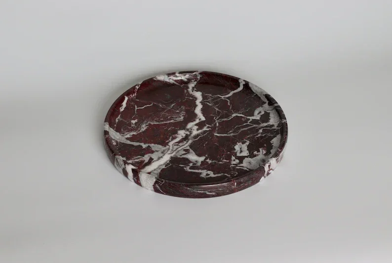 D20x2cm Design Luxury Red Round Rosa Levanto Marble Tray Holder Collection Jewellery Display Serving Tray Jewelry Storage 2