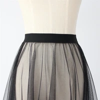Black White Long Tulle Lace Mesh Skirt Women Petticoat Underskirt Summer Korean Irregular Cover Up Skirt Tutu Skirt For Girl - Image 3