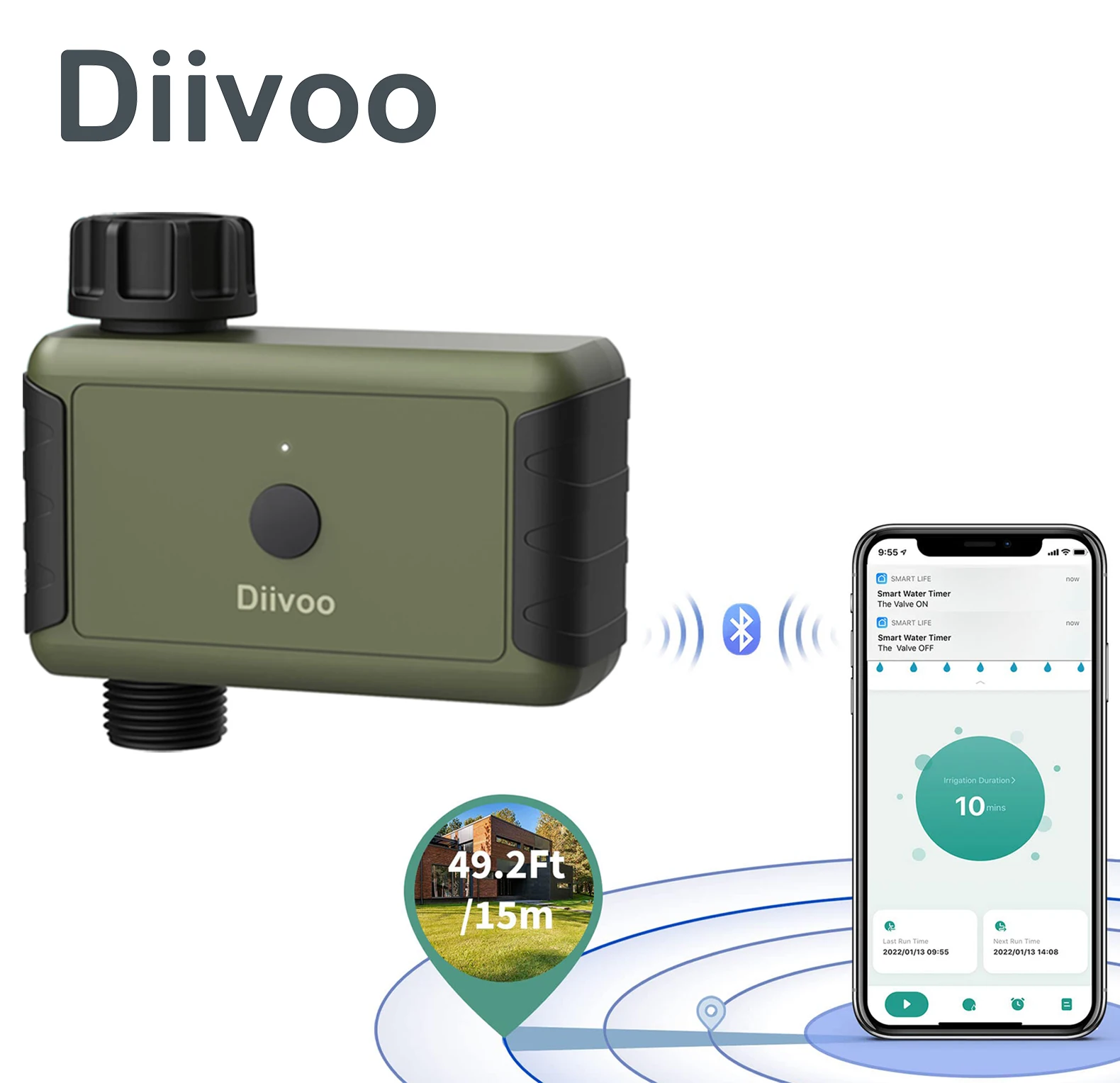 DiivooSmartBluetoothWaterTimerWateringIrrigationControllerwith