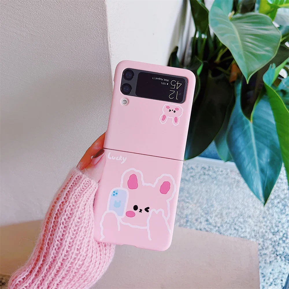 Cartoon Bear Ultra Slim Hard Shockproof Case for Samsung Galaxy Z Flip