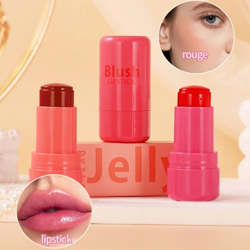 4 Colors Jelly Blush Stick Lip Balm Eyeshadow 3-in-1 Multi-Use Matte Blush Moisturize Brighten Lip Gloss lip balm,lip gloss,lip makeup,lip glaze,lip oil,makeup cheek blusher