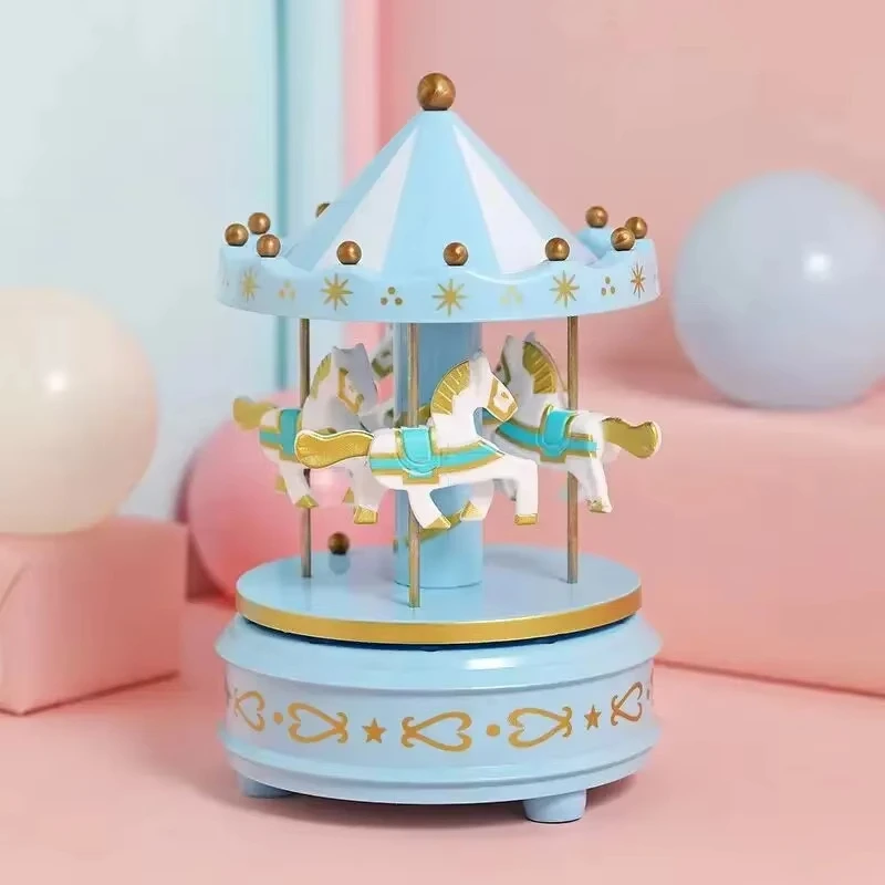 1pc Luxury Carousel Music Box 4 Horses Rotate Rotation Romantic Luxury Carousel Toys Handwork Music Box Gifts 5