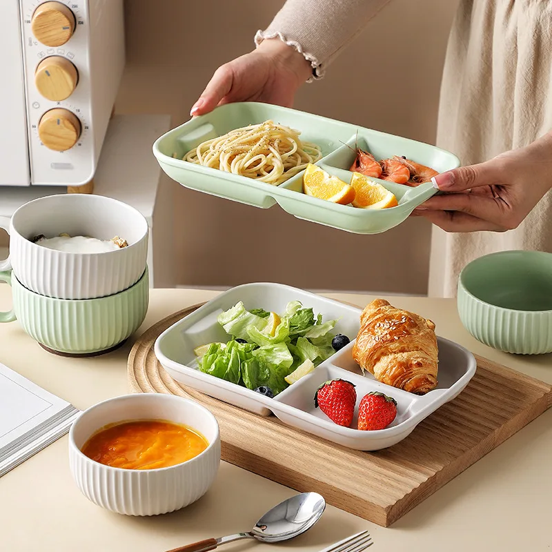 

Ceramic Breakfast Plate, Set of Meal Plates, Household Children's Dividers, and Rationing of Tableware for One Person