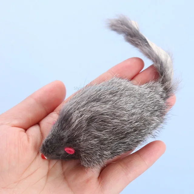 Cat Mice Toys False Mouse Cat Toy Long Tail Mice Soft Real Rabbit Fur Toy For Cats Plush Rat Playing Chew Toy Pet Supplies 2