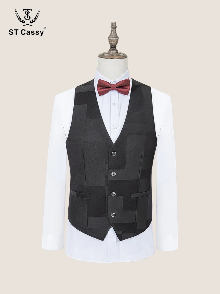 ST Cassy High Quality Luxury man suit Male Groom wedding three-piece Fashionable and Casual Party Dress Plaid full men's suit