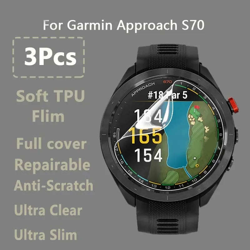 

3Pcs For Garmin Approach S70 42mm 47mm S62 Ultra Clear Ultra Slim Soft Hydrogel Repairable Film Screen Protector -Not Tempered