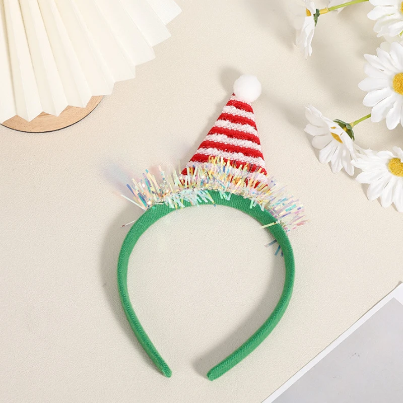 3PCSChristmas three-dimensional Christmas tree headband, party dress feather headband, Christmas gift random style