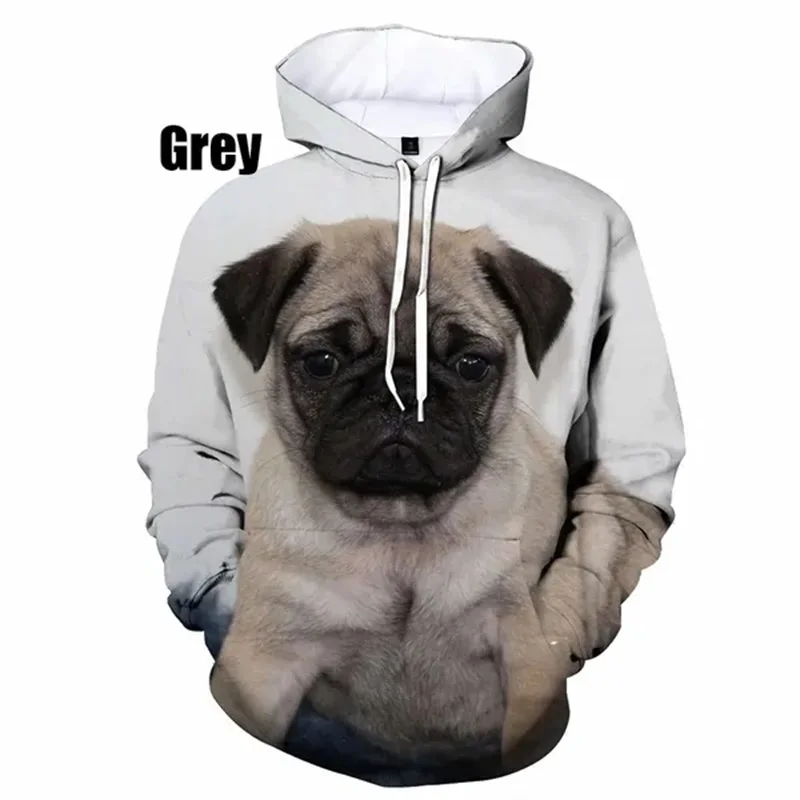 Sudadera con capucha informal de moda para hombre, sudadera con estampado 3D de bulldog, sudadera holgada de talla grande para primavera y otoño