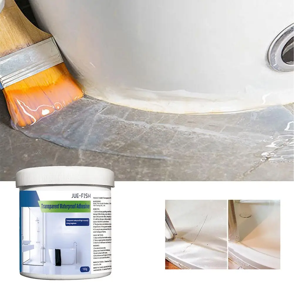 

100g Waterproof Sealant Agent Transparent Glue Toilet Tools Broken Glue Repair Roof Repair Leak-trapping Agent Anti-Leak Se U4T0