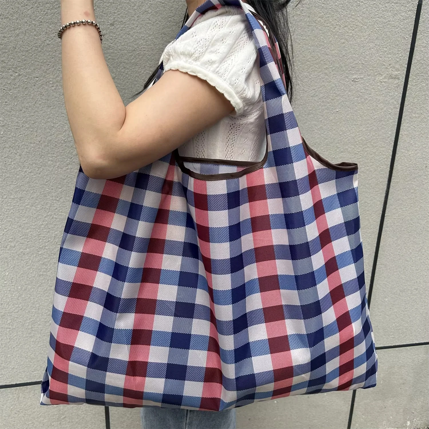 Eco-Friendly Reusable Folding Tote Bag Compact Shoulder Handbag for Travel & Supermarket Shopping Women's Portable Gift Hot Sell - 6