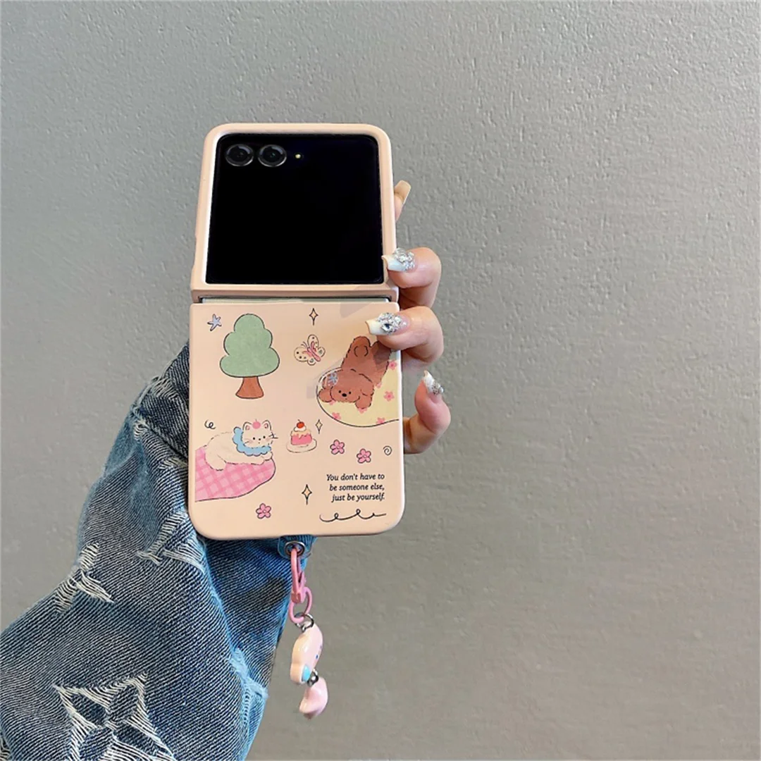 Korean Cute Tree Kitty Puppy Cake Phone Case with Pink Cloud Pendant