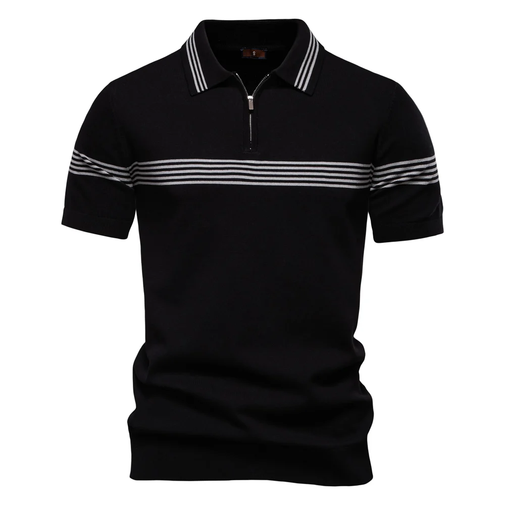 2025 Men's Slim Fit Solid & Striped Business Casual Polo Shirts Breathable Short Sleeve Comfort Top for Office Social Summer 14 S372b0c6ba4164949a9b938546ed11006j