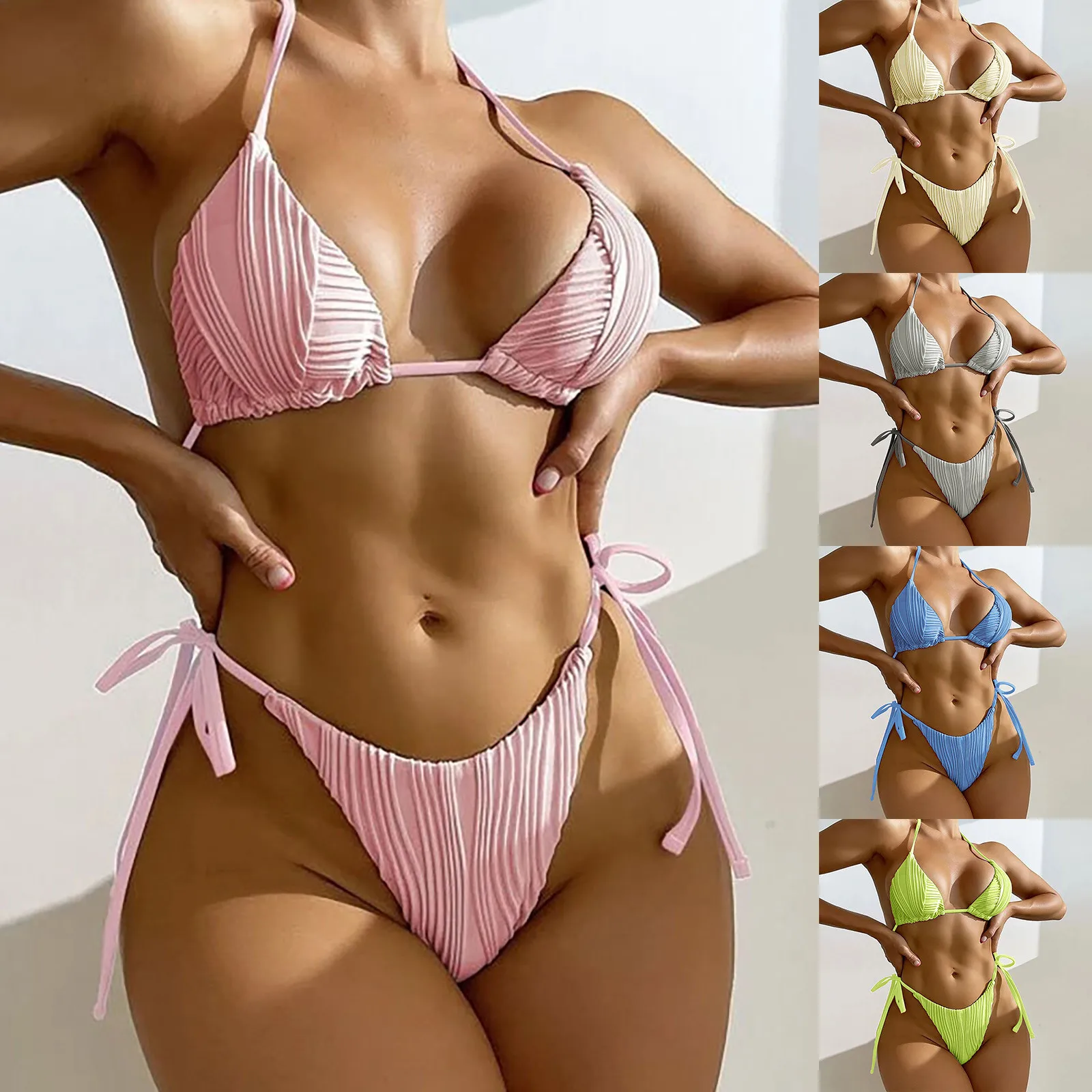 

Womens High Cut Bikini Sets Sexy Swimsuit Tie Knot Front Two Piece Bathing Suits Swimsuits for Women Underwire