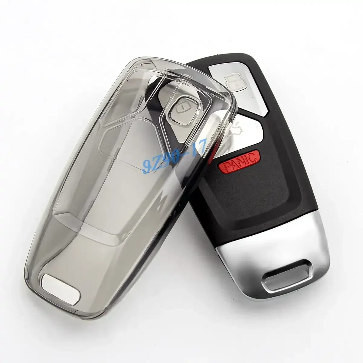 Sleek Black Transparent Key Fob Case Cover with Keychain Attachment