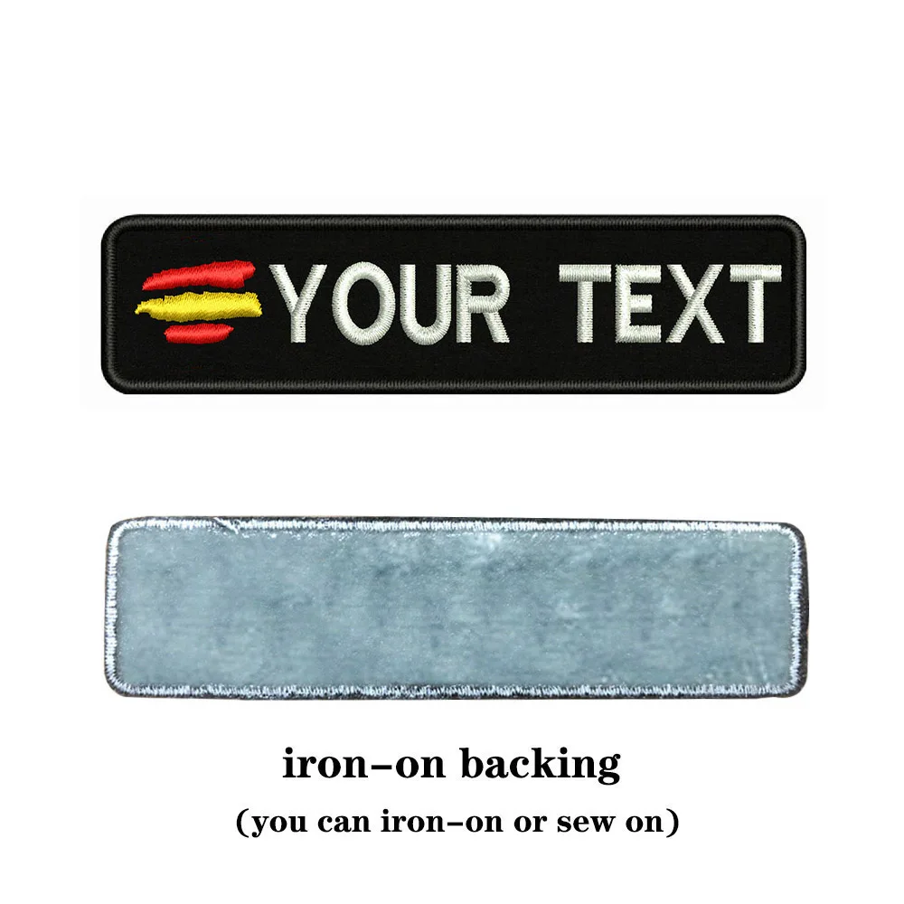 Clothing Patches Spanish Flag 10X2.5cm Embroidery Custom Name Text