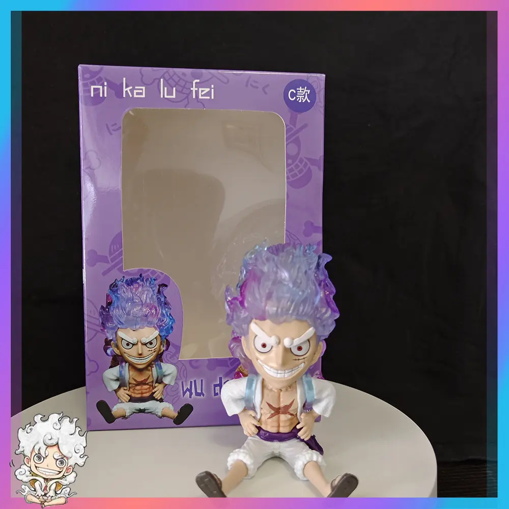

Anime Figure One Piece Sitting Posture Nika Luffy Gear 5 Anime Figure Sun God Luffy PVC Figurine Collectible Model Doll Toys