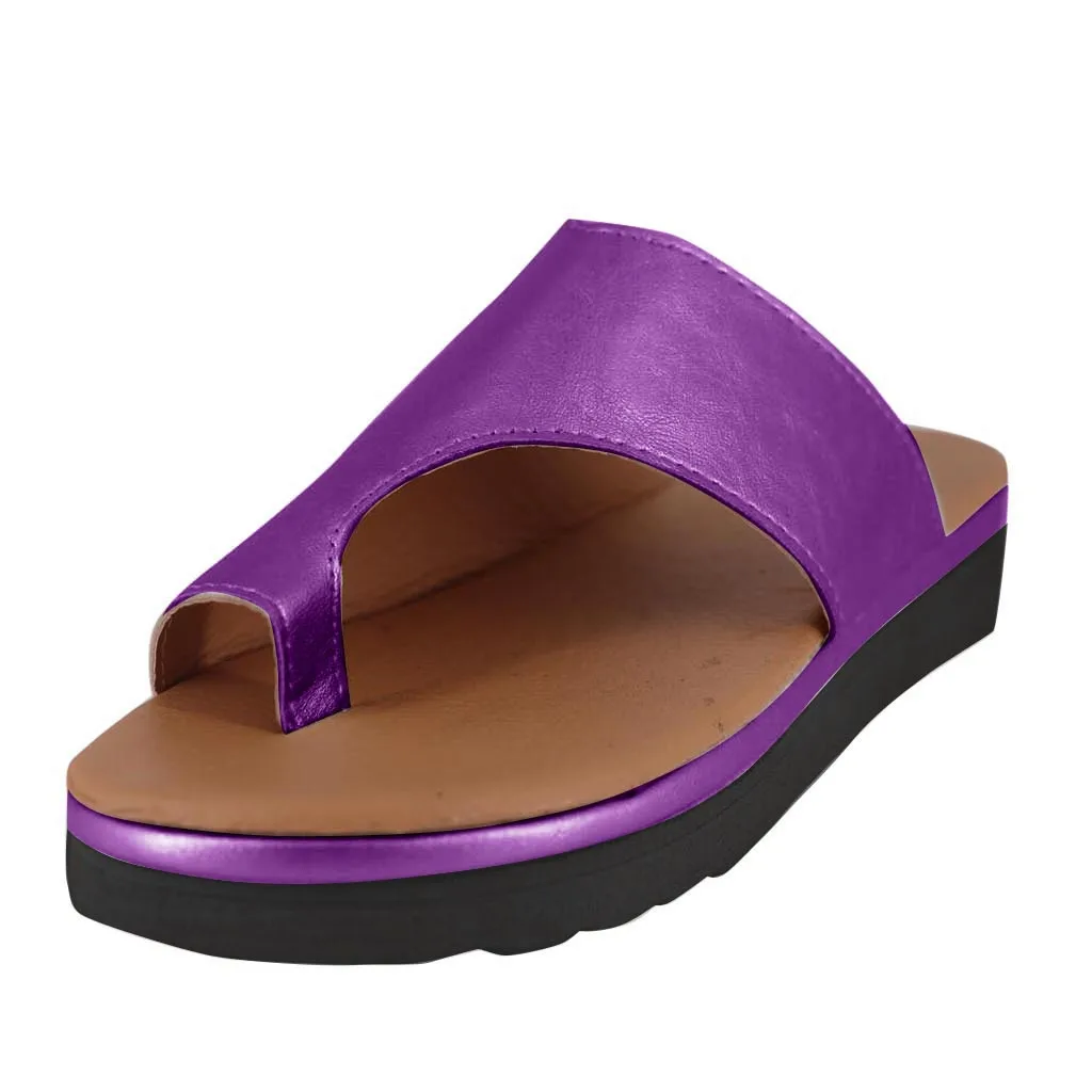 Women's Sandals New Female Slippers Shoes Comfy Platform Flat Sole Orthopedic Bunion Corrector Flip-flops 43