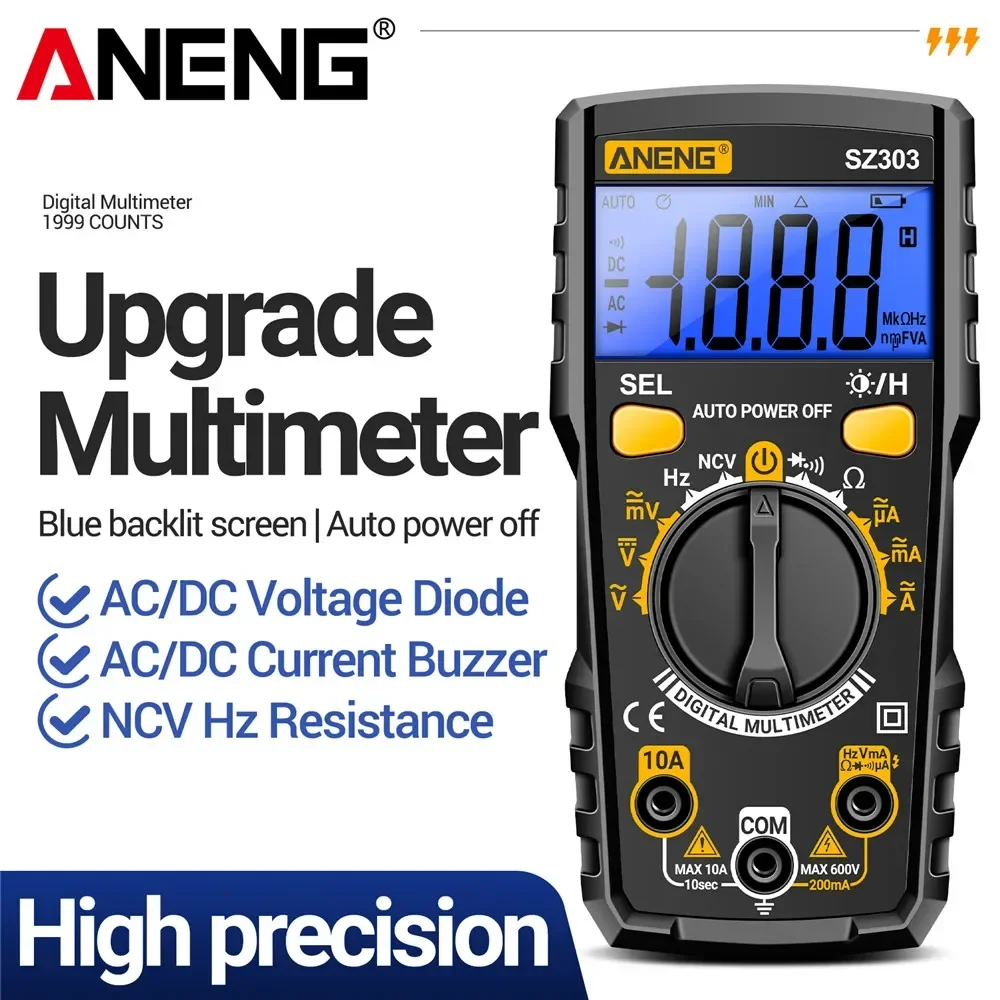 ANENG SZ303 1999 Count Digital Multimeter AC/DC Voltage Current Resistance High Precision Professional Electrical Tester Tools digital multimeter multimeter tester analog multimeter