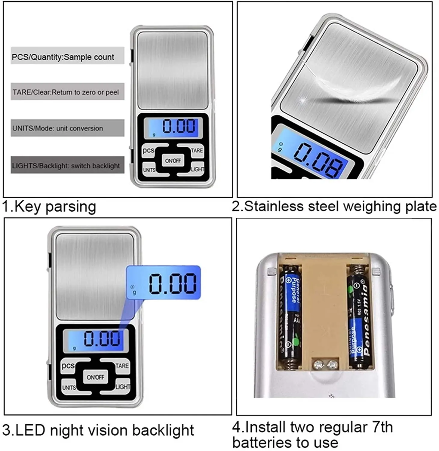 Mini Scale 500g/300g/200g/100g X 0.01g /0.1g Accuracy Electronic Digital Precision thumbnail 6