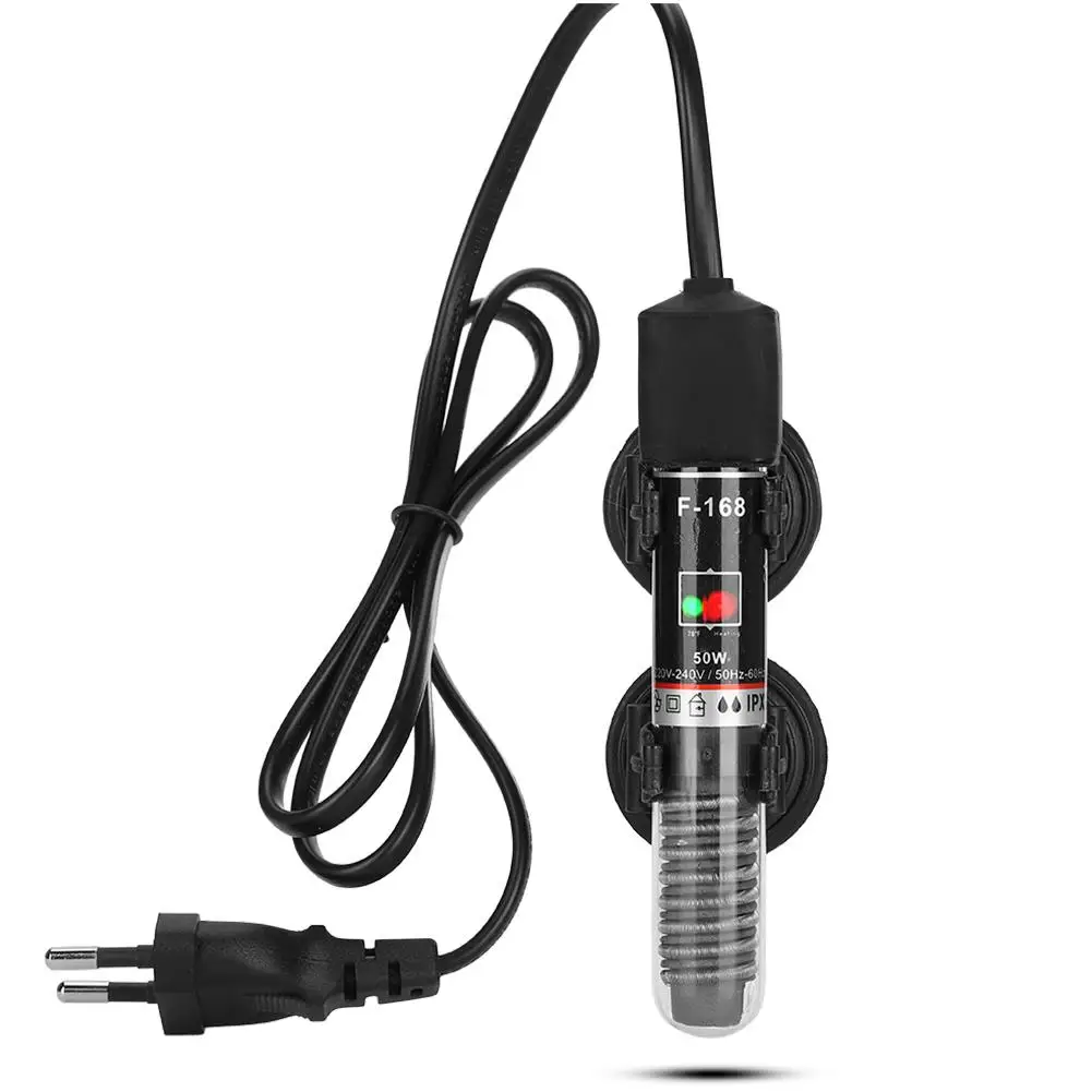 Aquarium Heater 25W/50W Constant Temperature Warmer with Thermometer and Suction Cup-Fish Tank Heating Rod