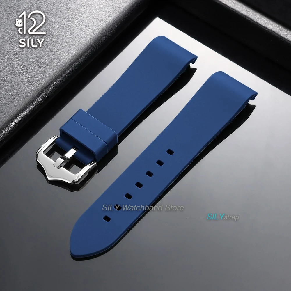 Curved End Silicone Sport Watch Band - Soft, Waterproof Replacement Wrist Strap