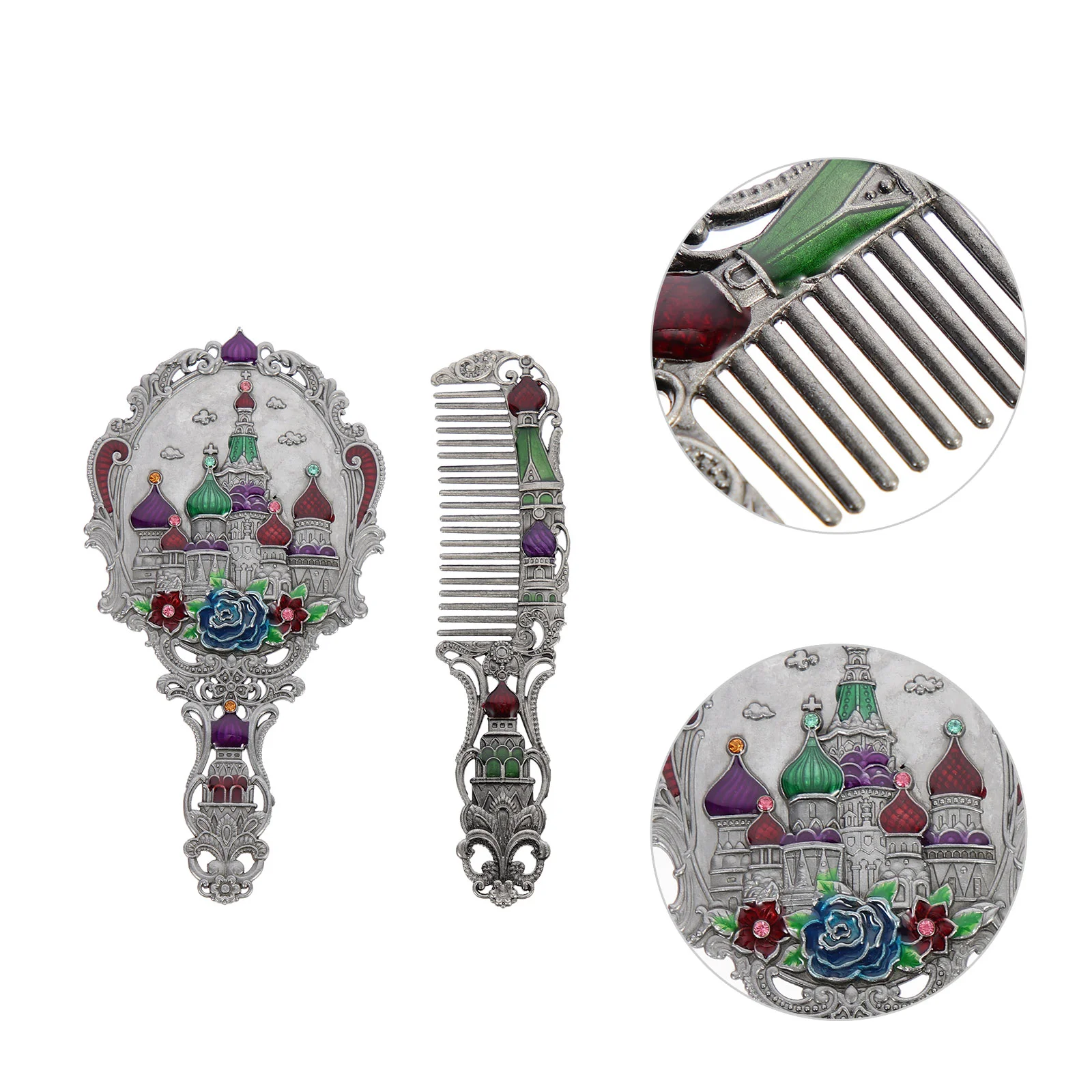 

Vanity Mirror Vintage Hand Makeup Tool Retro Comb Kit Unique with Decor Mirrors
