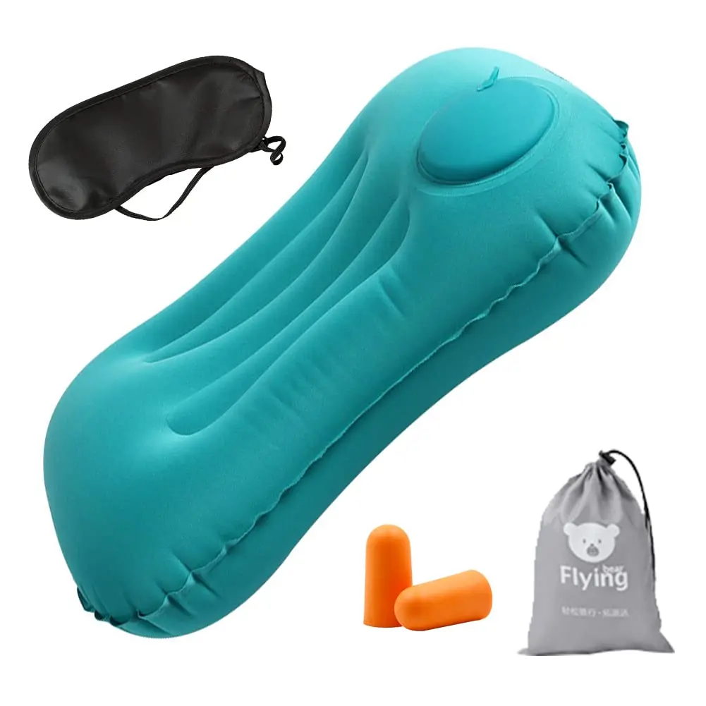 

Ultra-Light Pressing Inflatable Pillow Portable Car Aircraft Flocking Air Pillow Cushion Home Travel Office Nap Square Headrest