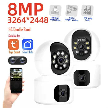 Tuya 8MP WiFi IP Camera Dual Lens Baby Monitor Color Night Vision Human Automatic Tracking Video Smart Home Surveillance Camera 1