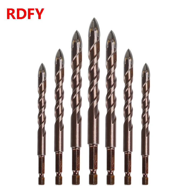 3 4 5 6 7 8 10 12mm hexagon shank four-blade drill bit, can be used for glass, ceramic, metal drilling, concrete drill bit