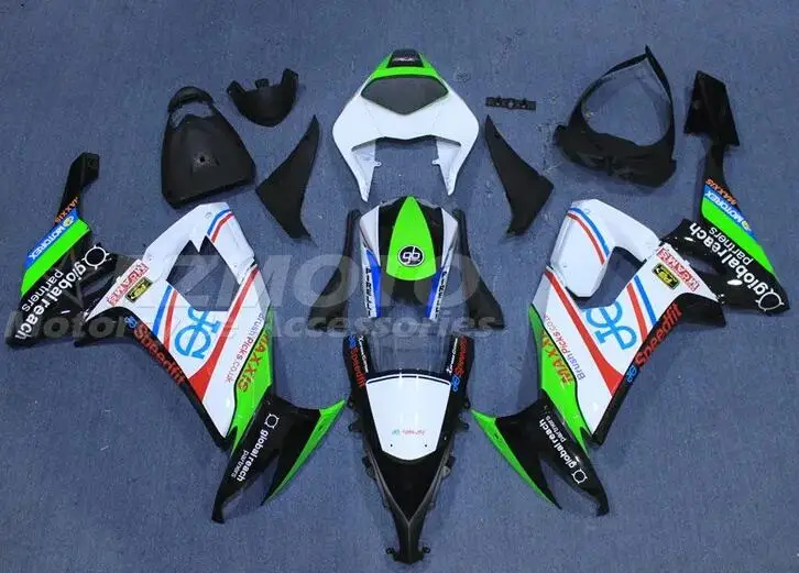 

Комплект обтекателей для мотоцикла из АБС-пластика, 4 подарка, подходит для KAWASAKI ZX-10R ZX10R 2008 2009 2010 08 09 10, кузов под заказ, зеленый, белый