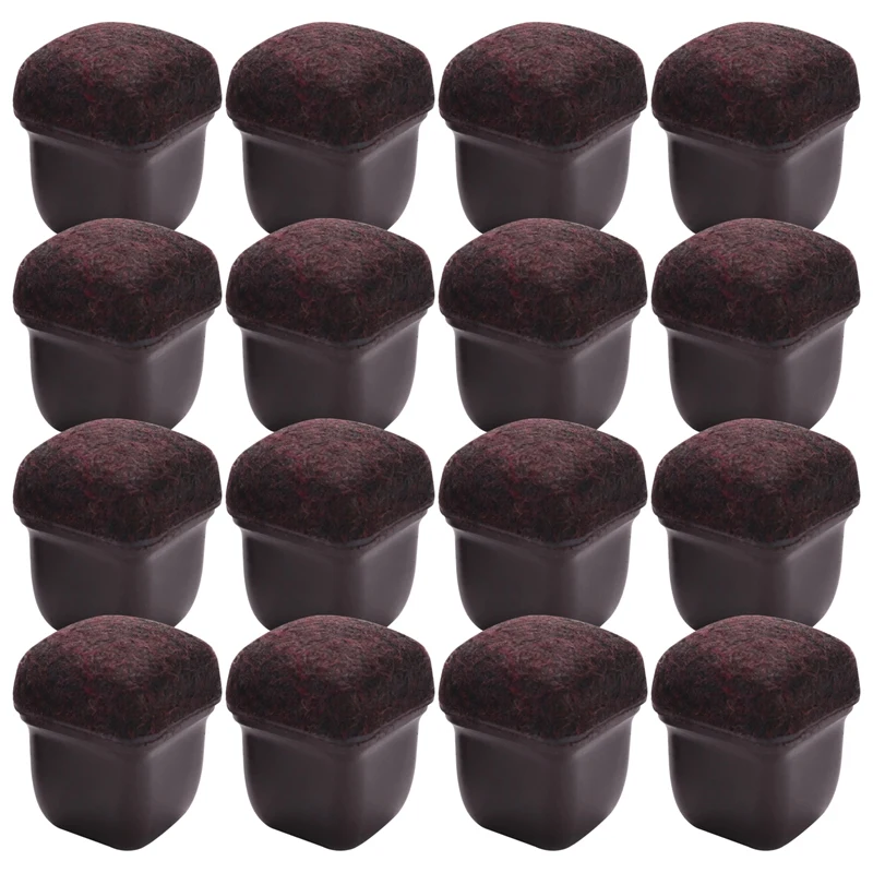 

16 Pcs Brown Silicone Chair Leg Floor Protectors, Square Chair Leg Caps With Wrapped Felt